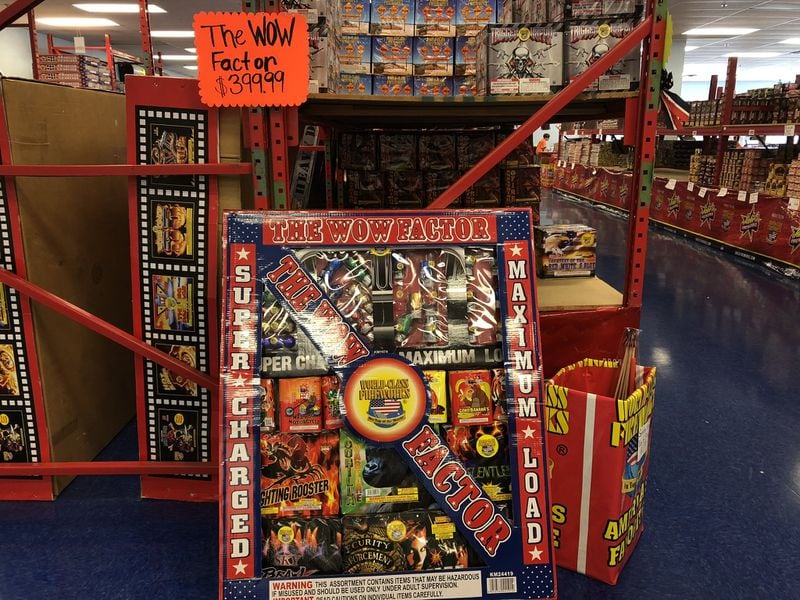 Jake’s Fireworks in Stone Mountain, which is open for business year-round, has a range of products, including the “Wow Factor” fireworks package with a wow price tag of $399.99. HELENA OLIVIERO / HOLIVERO@AJC.COM