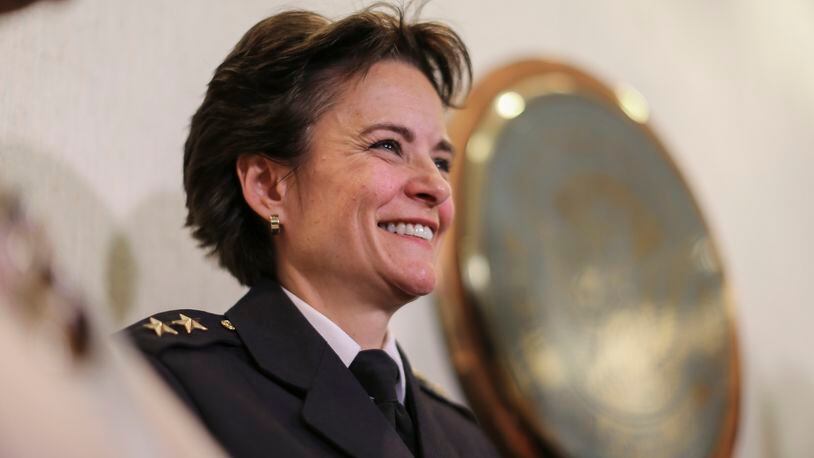 In this Dec. 1, 2016, photo Deputy Chief Erika Shields is named Atlanta's 24th chief of police at City Hall, replacing George Turner who was retiring. Shields joined the Atlanta Police Department in 1995. "I am truly humbled, honored and grateful for this opportunity you have afforded me," she said following the announcement of her appointment. (Photo: JOHN SPINK /JSPINK@AJC.COM)