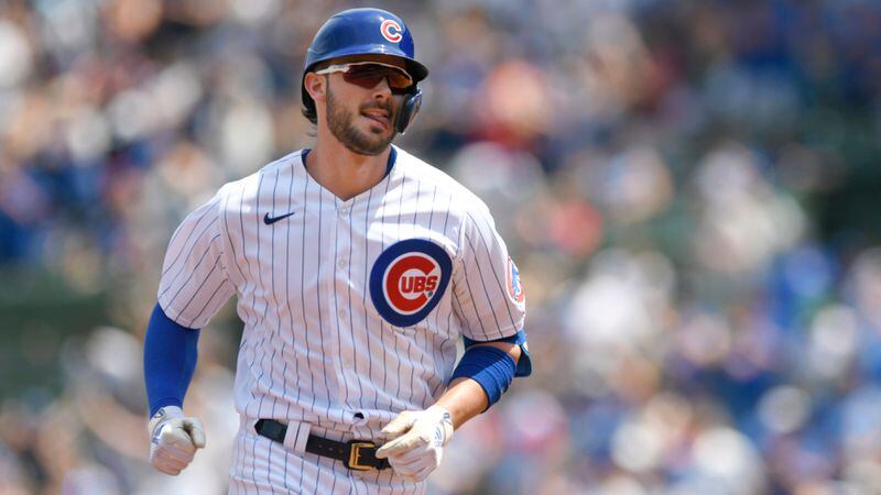 Chicago Cubs' Kris Bryant rounds the bases after hitting a two-run home run during the first inning against the Arizona Diamondbacks Sunday, July 25, 2021, in Chicago. (Paul Beaty/AP)