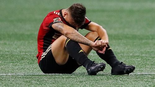 Hector Villalba of Atlanta United reacts after losing to the Columbus Crew 3-1 on penalities during the Eastern Conference knockout round at Mercedes-Benz Stadium on October 26, 2017 in Atlanta, Georgia.  (Photo by Kevin C. Cox/Getty Images)