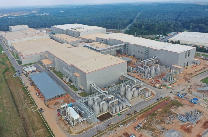 SK Battery America nears completion of its $2.6 billion plant in Jackson County. The factory will make electric-vehicle batteries for Ford and Volkswagen. It will employ about 3,000 workers. Courtesy of SK Battery America 