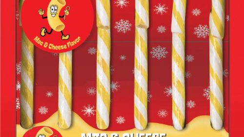 One company is offering macaroni and cheese candy canes for the holiday season.