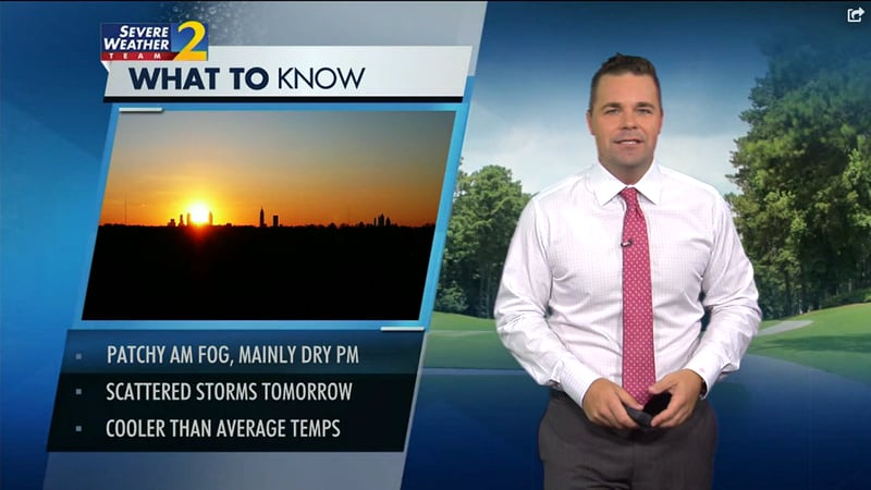 Atlanta should stay mainly dry Tuesday before rain chances increase for the rest of the week, according to Channel 2 Action News meteorologist Brian Monahan