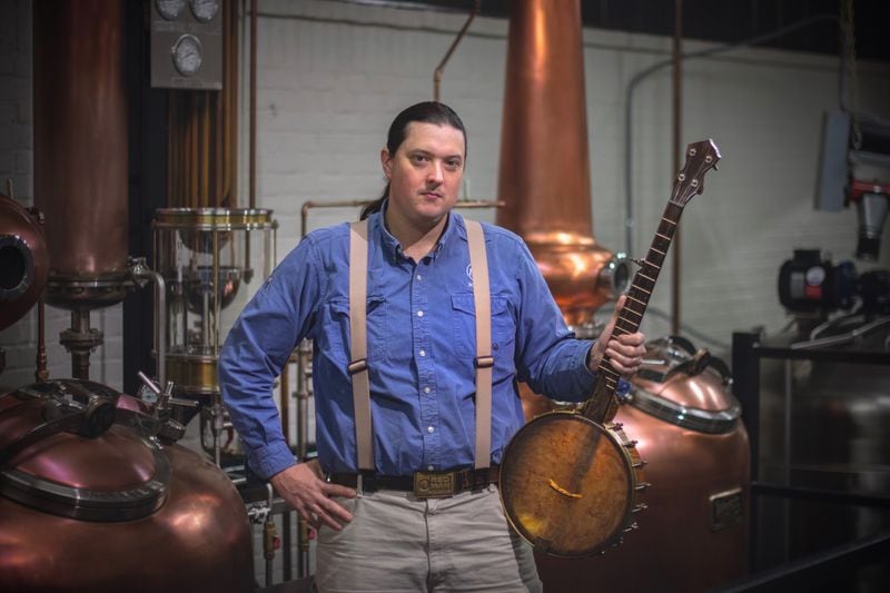 Head distiller Justin Manglitz uses traditional copper pot stills in the creation of Fiddler Soloist bourbon.
