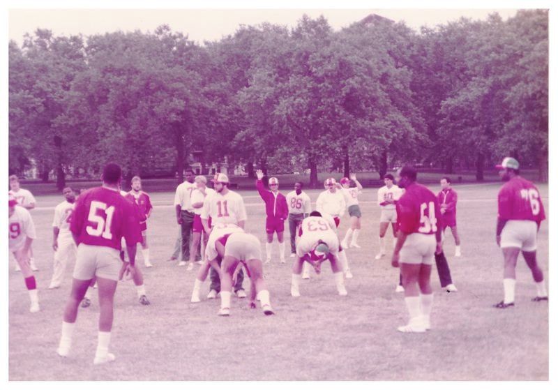Members of the 1984 Philadelphia Stars of the USFL practice in London's Hyde Park in the days leading to their exhibition game against the Tampa Bay Bandits. (Photo from Scott Woerner)
