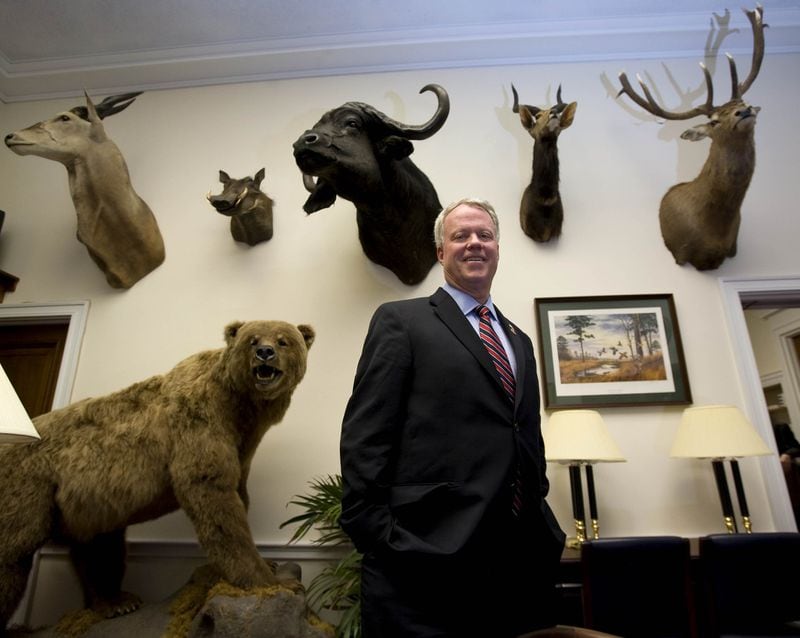 Paul Broun back when he was Georgia’s newest congressman. An avid hunter, Broun had decorated his Capitol Hill office with animals he’d hunted from all over the world. (RICK MCKAY/Cox Washington Bureau file)