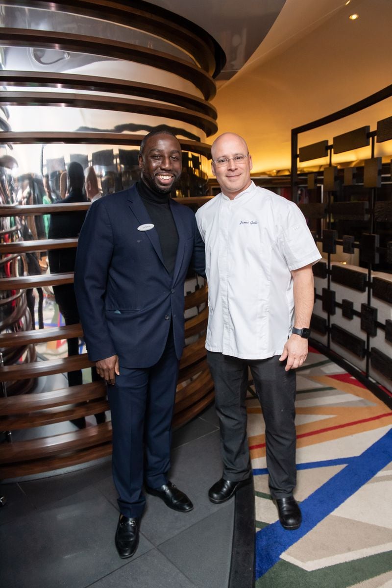 Polaris manager Dyshun Rice (left) is seen with the restaurant's pastry chef, James Gallo. Courtesy of PWP Studio Corporate Event Photographers
