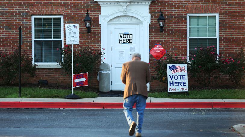A voter makes his way to the polling location at Johnson Ferry Baptist Church during Election Day in Marietta, Georgia, on Tuesday, Nov. 2, 2021. (Photo/Austin Steele for the Atlanta Journal Constitution)