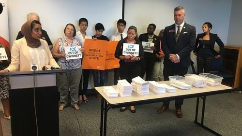 Asian Americans Advancing Justice Atlanta held  press conference Tuesday to announce they were delivering letters with the signatures of more than 600 people opposing the Gwinnett County sheriff's re-authorization of the 287(g) program.