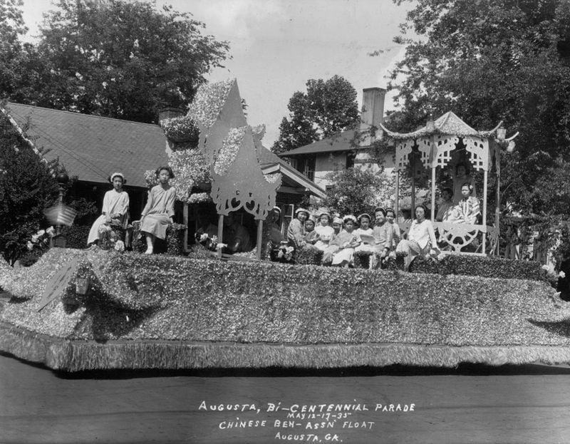 Members of the Chinese Consolidated Benevolent Association of Augusta ride a float at the city's bicentennial parade in 1935. (Courtesy of the Chinese Consolidated Benevolent Association of Augusta)