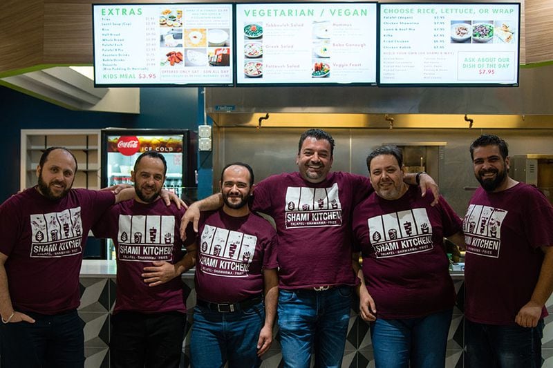 The Shami Kitchen team, from left to right: chef Abud Alhalabi, Ismail Alismail, Mohamad Gehad Aldara, Abe Malla, Samer Tammour and Hesham Alahmad. CONTRIBUTED BY HENRI HOLLIS