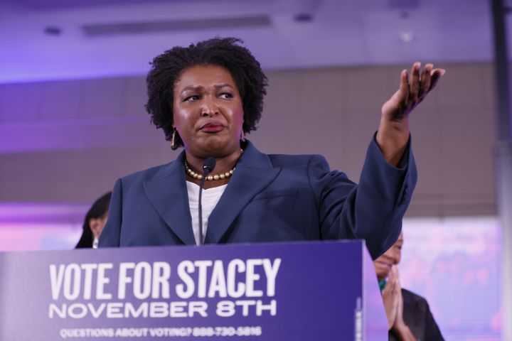 Stacey Abrams, the Democratic candidate for Governor of Georgia, speaks to supporters on election night watch party at the Hyatt Regency in Atlanta on Tuesday, November 8, 2022. Abrams has conceded; she called governor Bryan Kemp to congratulate him.
Miguel Martinez / miguel.martinezjimenez@ajc.com