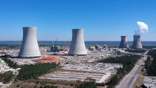 Aerial photo from March of 2019 show cooling towers for Plant Vogtle's units (from left) 4, 3, 2, and 1 south of Augusta. In June of 2021, the U.S. Nuclear Regulatory Commission launched a special inspection of work on units 3 and 4 that are under construction. HYOSUB SHIN / HSHIN@AJC.COM