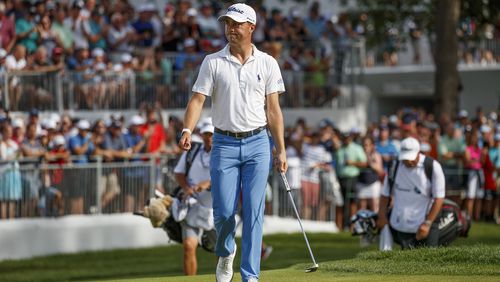 Justin Thomas, after winning the BMW Championship, has the bearing of a man given a nice head start on his next event. (Armando L. Sanchez/Chicago Tribune/TNS)