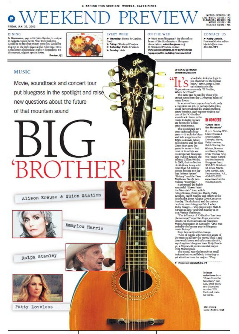 When our feature section published a story about the rise of bluegrass in the wake of the popularity of the movie "O Brother, Where Art Thou?" my mandolin was willing to serve as a model. File