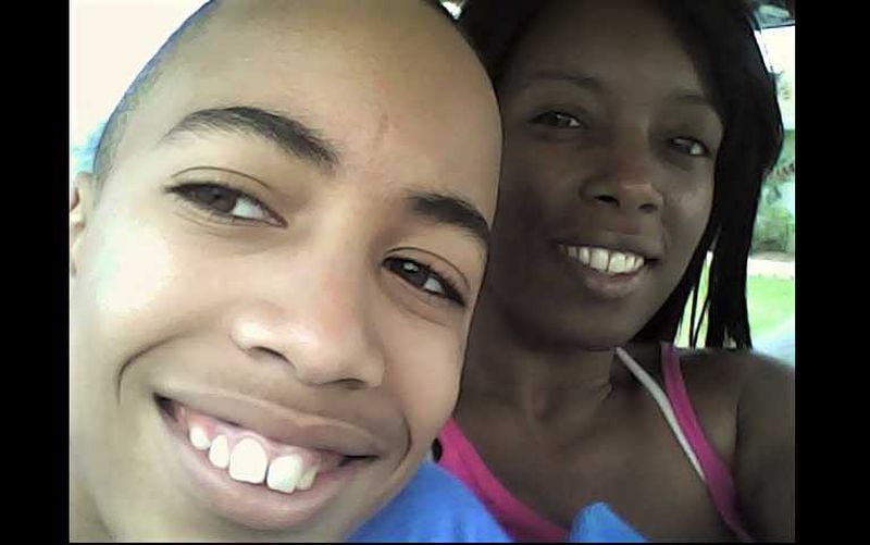 A family photo of Tomari Jackson and his mother Adell Forbes.