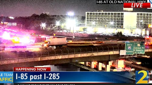 Authorities shut down the northbound lanes of I-85 past I-285 to investigate a deadly crash Tuesday morning. (Credit: Channel 2 Action News)
