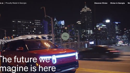 This is a screenshot from Rivian's "Proudly Made in Georgia" website, which went live in late April 2024.