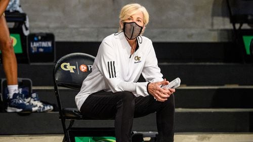 Georgia Tech women's basketball coach Nell Fortner, who was named ACC coach of the year for the 2020-21 season on March 2, 2021. (Danny Karnik/Georgia Tech Athletics)