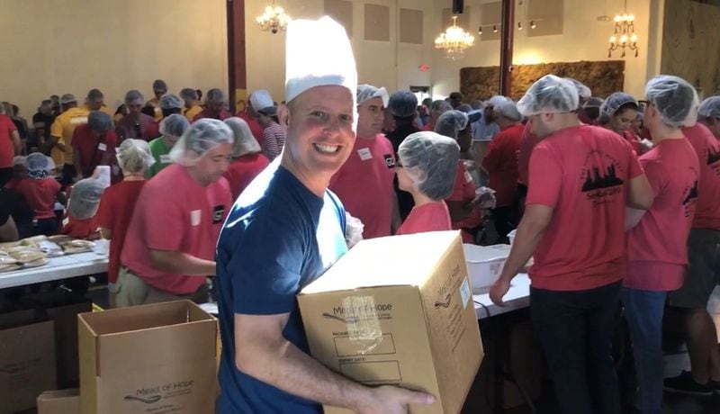 During the annual ServiceJuris Day of Service, Jay Cranman helped almost 400 members of the Atlanta legal community to pack 100,000 meals for metro Atlanta families. Cranman is president and CEO of Hands On Atlanta. CONTRIBUTED