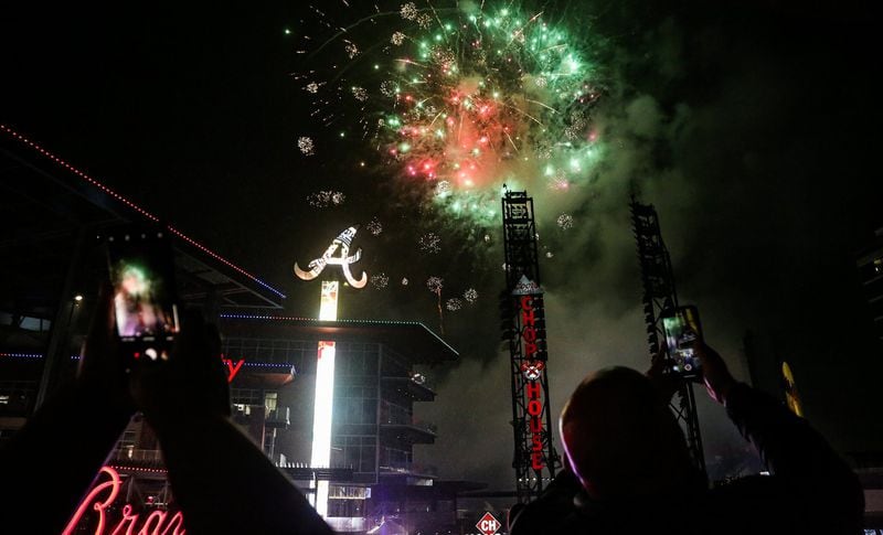 A fireworks display helps to signal the new year at the Battery Atlanta New Year's Eve Bash in 2019. Contributed by The Battery Atlanta
