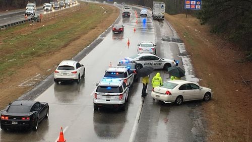 I-985 in Gwinnett County was backed up due to a pedestrian fatality.