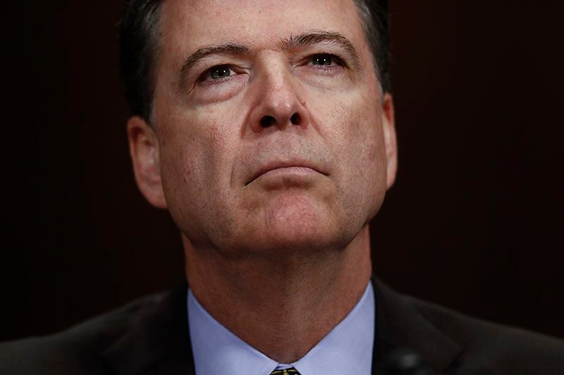 In this Wednesday, May 3, 2017, photo, then-FBI Director James Comey pauses as he testifies on Capitol Hill in Washington, before a Senate Judiciary Committee hearing. President Donald Trump abruptly fired Comey on May 9, ousting the nation's top law enforcement official in the midst of an investigation into whether Trump's campaign had ties to Russia's election meddling.
