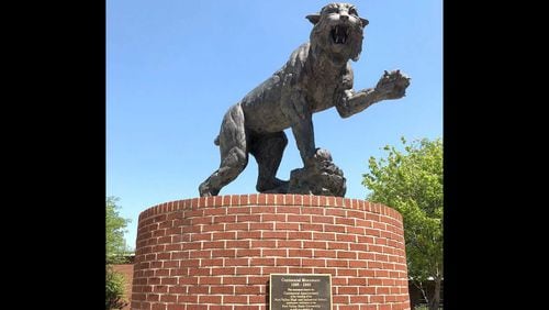 This statue representing Fort Valley State University's mascot, the wildcat, was erected in 1995 to celebrate the school's centennial anniversary. Ernie Suggs/ernie.suggs@ajc.com