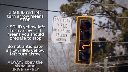 The Roswell Department of Transportation has recently installed several new flashing yellow traffic signals  to improve safety. (Courtesy City Georgia DOT)