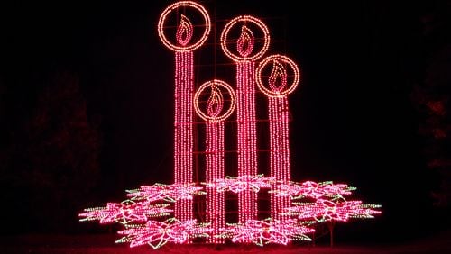 The candelabra is one of Lake Lanier Islands' well-known display in their Magical Nights of Lights.