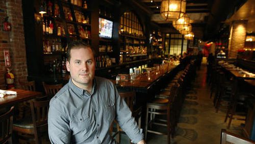 In this Dec. 23, 2016 photo, owner Dylan Welsh poses in Worden Hall restaurant in Boston. Welsh said Seattle Storm guard Sue Bird, of the WNBA, is a long-time friend and co-investor in his restaurants. (AP Photo/Michael Dwyer)