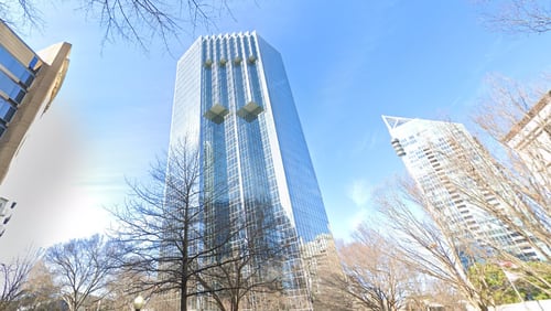 This is a screenshot of Tower Place 100 in Buckhead captured from Google Maps.