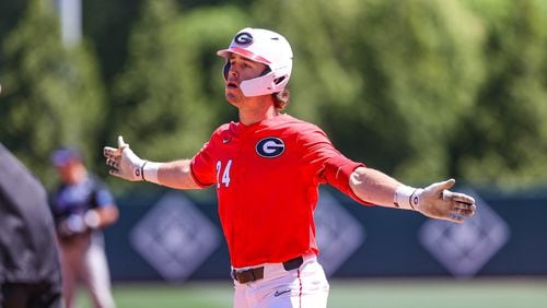 Georgia first baseman and outfielder Charlie Condon (24), here against Kentucky at Foley Field, is a national freshman of the year candidate. (Kari Hodges/UGA Athletics)