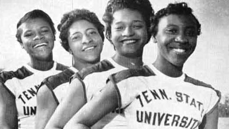 Isabelle Daniels, (left) in the 1950s with Tennessee State Tigerbelles teammates (left to right) Margaret Matthews, Barbara Jones and Lucinda Williams. Mydaytondailynews.com