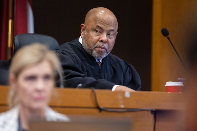 Judge Ural Glanville is seen during the ongoing YSL gang and racketeering trial at Fulton County Courthouse in Atlanta on Wednesday, January 3, 2024. Glanville is presiding over the YSL case, the longest in Georgia's history. (Arvin Temkar / arvin.temkar@ajc.com)