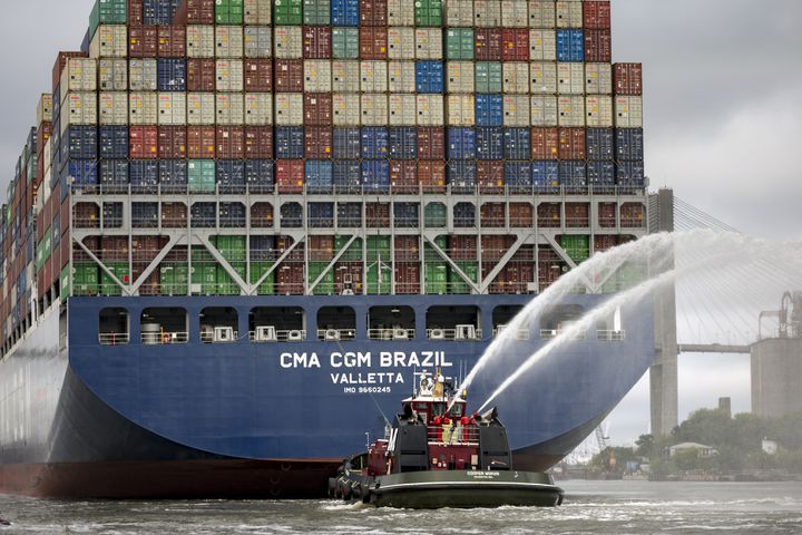 The CMA CGM Brazil Sail Up The Savannah River
