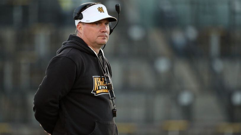 Kennesaw State coach Brian Bohannon during their spring football game at Fifth Third Bank Stadium Friday, March 22, 2019 in Kennesaw, Ga.. (JASON GETZ/SPECIAL TO THE AJC)