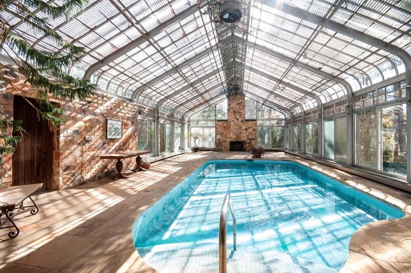 The indoor pool at the Lodge at Blue Springs, which played host to famous guests including President Franklin D. Roosevelt and three other U.S. presidents, was sold in late March to an undisclosed buyer. The home was developed by the Callaway family in the 1930s. SPECIAL to the AJC from Harry Norman Realtors.