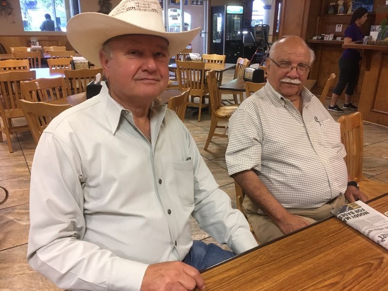 Former Kingsville city manager J.F. Garcia, right, was having breakfast with Bob Mills the other day. They hadn't heard of Reality Winner but Garcia scrolled through his phone until he found a contact he thought might. Photo: Jennifer Brett