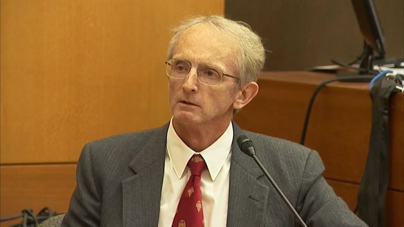 Dr. Michael Heninger, forensic pathologist with Fulton County, testifies at the Tex McIver murder trial on April 10, 2018 at the Fulton County Courthouse. (Channel 2 Action News)