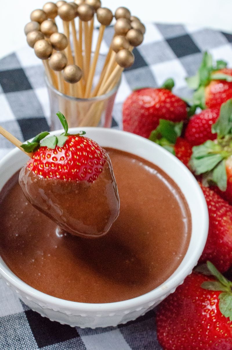Chocolate Peanut Powder Dipping Sauce is fantastic for dipping fruit such as strawberries. (Virginia Willis for The Atlanta Journal-Constitution)