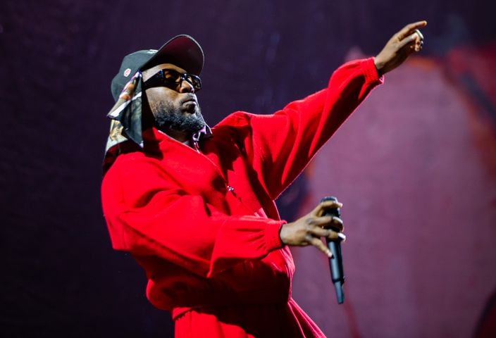 Kendrick Lamar closed out the final night of ONE Musicfest in Piedmont Park with an energy-packed set Sunday, October 29, 2023, in Atlanta. (Ryan Fleisher for The Atlanta Journal-Constitution)