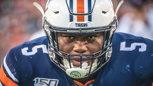 Auburn defensive lineman Derrick Brown was an AJC Super 11 pick and the all-classification player of the year while at Lanier High in Gwinnett County. In 2019. Brown was named a consensus first-team all-American. Photo: Will Flowers/Auburn Athletics