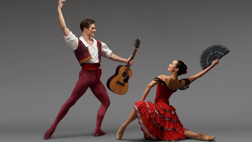 Patric Palkens (left) and Jessica He as Kitri and Basilio in Atlanta Ballet's full-length production of "Don Quixote" this weekend. (Photos by Kim Kenney)