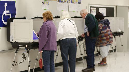 Voters casting ballots on the MARTA referendum at Five Forks Middle School in Lawrenceville, Georgia on Tuesday, March 19, 2019. EMILY HANEY / emily.haney@ajc.com