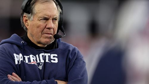 New England Patriots coach Bill Belichick looks on from the sideline during the game against the Kansas City Chiefs at Gillette Stadium on Dec. 17, 2023, in Foxborough, Massachusetts. (Maddie Meyer/Getty Images/TNS)
