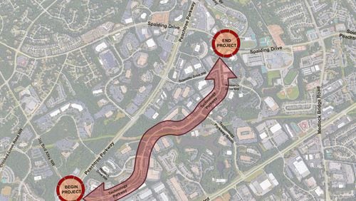 Peachtree Corners approves $1.9 million for construction of the city’s Technology Parkway Advanced Vehicle Lanes. (Courtesy City of Peachtree Corners)