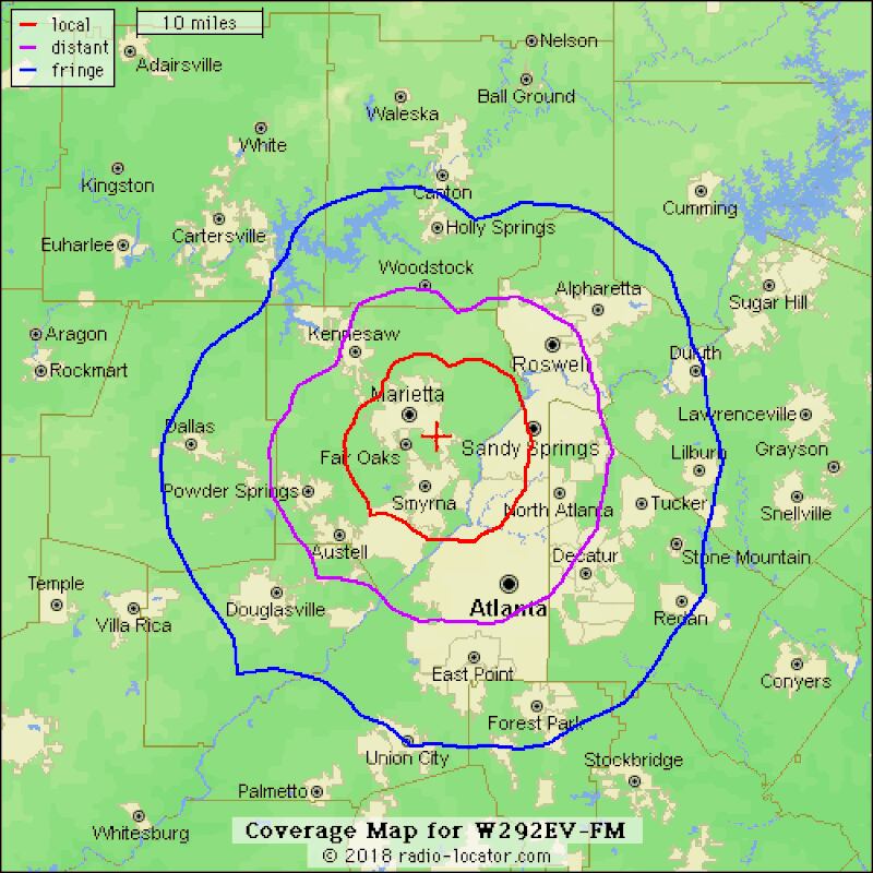 David Dickey's Xtra 106.3 FM coverage map.