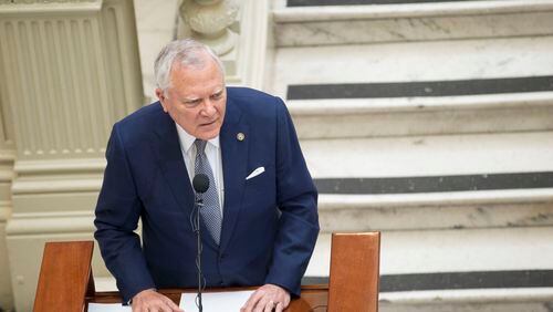 Georgia Governor Nathan Deal speaks during a press conference after signing the 2019 fiscal year state budget at the Georgia State Capitol building in Atlanta, Wednesday, May 2, 2018. ALYSSA POINTER/ALYSSA.POINTER@AJC.COM