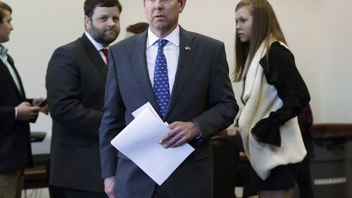 Secretary of State Brian Kemp filed his qualification papers earlier this month to run for governor. BOB ANDRES /BANDRES@AJC.COM